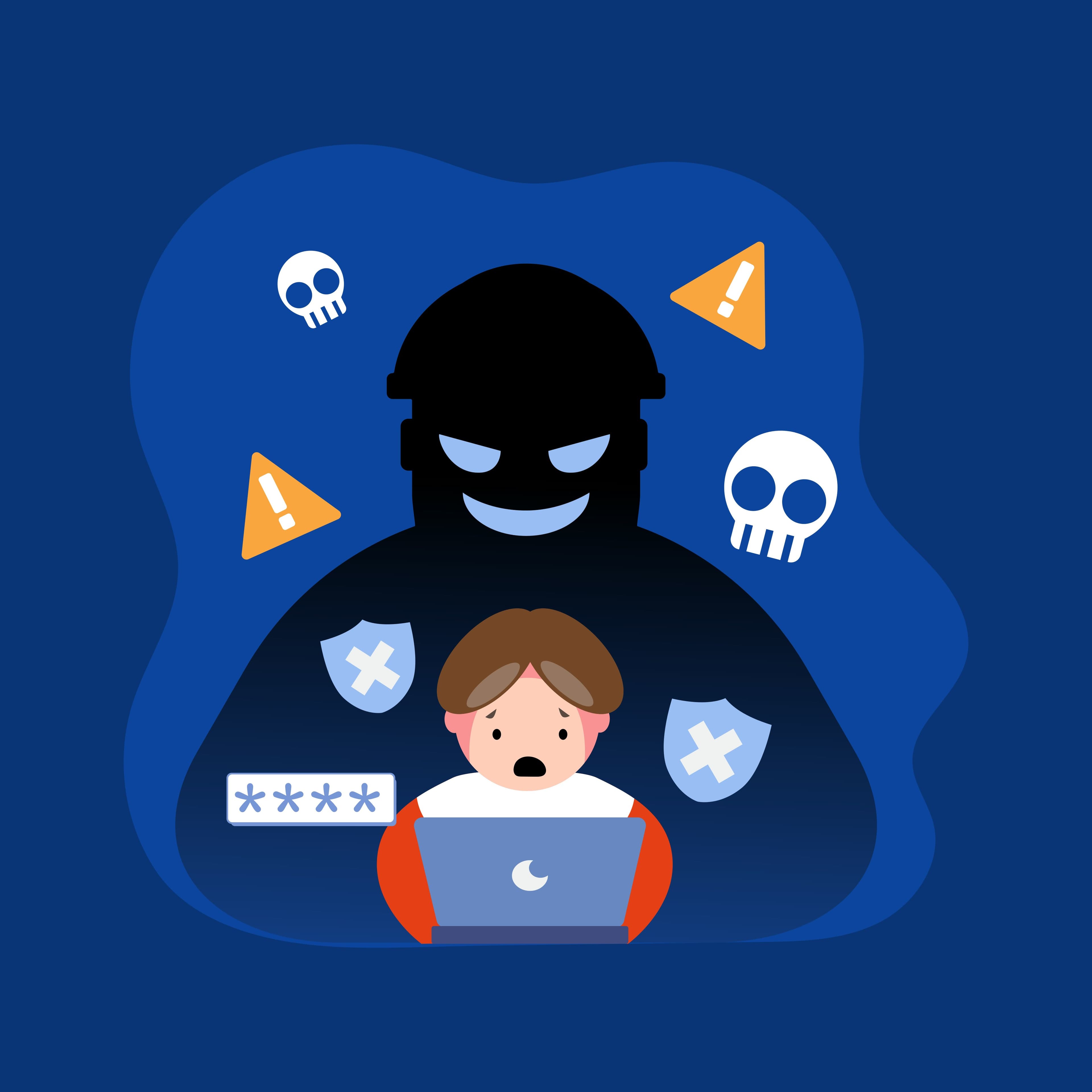 A person looking concerned while checking their email on a laptop, conveying the worry around phishing threats.